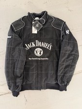 VTG 90s Jack Daniels Old No 7 NASCAR Chase Racing Jacket Women XL Quilted Black
