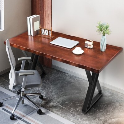 Rustic Style Solid Wood 55inch Computer Desk - Large Office Desk for Home Office