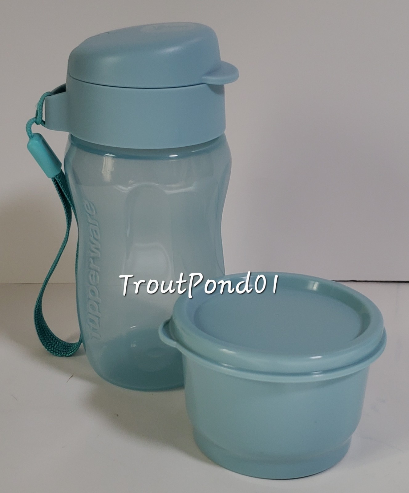 10.5 Oz Sports Water Bottle Snack Cup Set Pastel Teal New