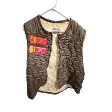 Mason Chippewa Falls Quilted Hunting Vest Brown Michigan Patches Kids L VTG
