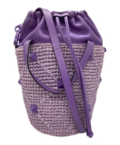 Valentino 2-Way Raffia Purple Shoulder Bag #TFB4364