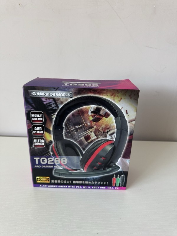 Warrior World TG288 Pro Gaming Headset Black Red Wired PS4 Xbox PC