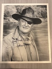 John Wayne Framed Signed Photo Good Luck Autograph 8 x 10 Black & White