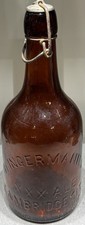 H. INGERMANNS XXX ALE CAMBRIDGE CITY INDIANA ANTIQUE AMBER QT ALE BEER BOTTLE