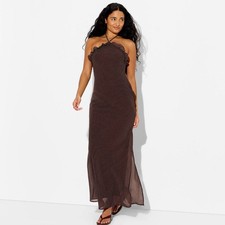 Women's Ruffle Maxi Empire Waist Dress - Wild Fable Dark Brown Polka