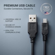 0.5m Mini USB Data Sync Charger Charging Cable Cord SatNavs, Dash Cam