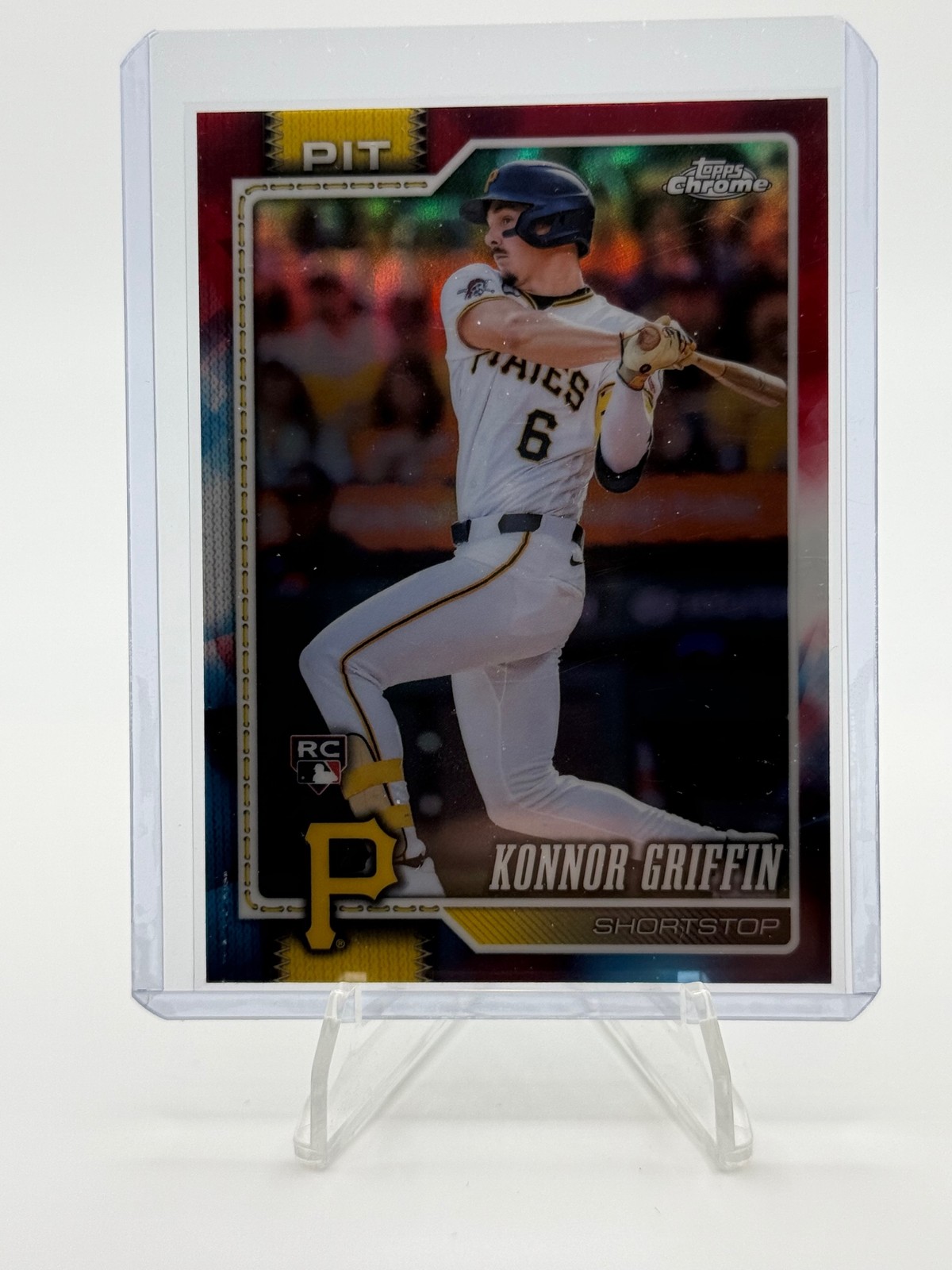 2026 Topps Chrome #74 Konnor Griffin Red White and Blue Refractor