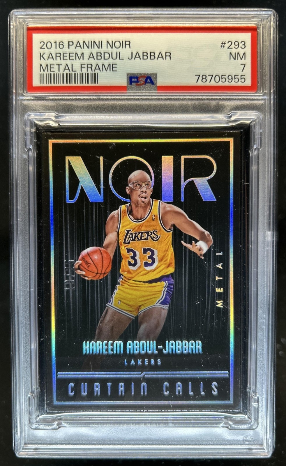 2016-17 Panini Noir Kareem Abdul-Jabbar Metal Frame #/25 Lakers PSA 7 view 1