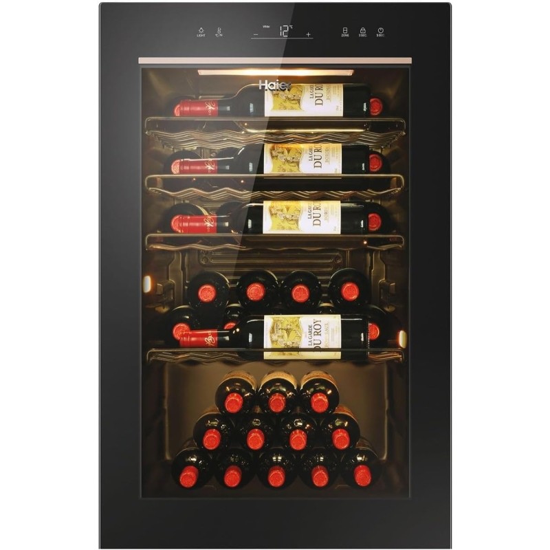 HAIER HWS49GAE CANTINETTA VINI 49 BOTTIGLIE VETRO ANTI UV CLASSE F COLORE NERO