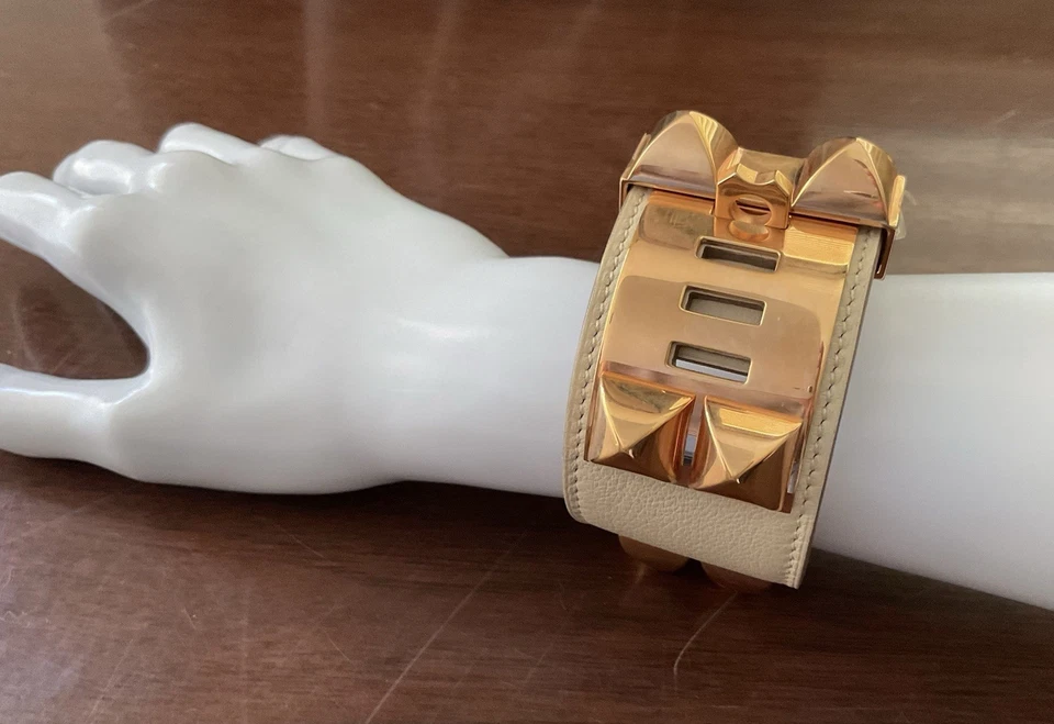 Original Hermes Collier De Chien CDC Lederarmband Craie/Roségold HW.. In USA - Bild 3 von 4