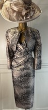 Ispirato UK 14/16 Grey Brown Dress Bolero Wedding Mother Bride Guest  Outfit