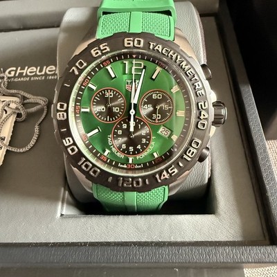 TAG QUARTZ 43 CHRONOGRAPH FORMULA 1 GREEN MEN'S WATCH CAZ101AP RUBBER BAND