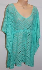 NWT Miken Swim Swimsuit Cover Up Dress Tunic Size S Mermaid Blue Crochet