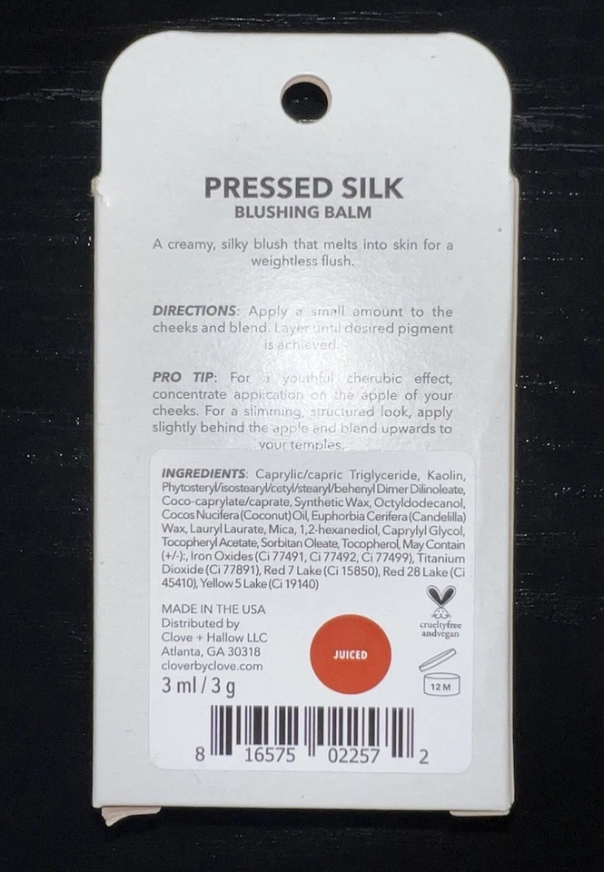 Clover Pressed Silk Blushing Balm (Juiced) 3 ml / 3g New In Box - Image 3 of 4