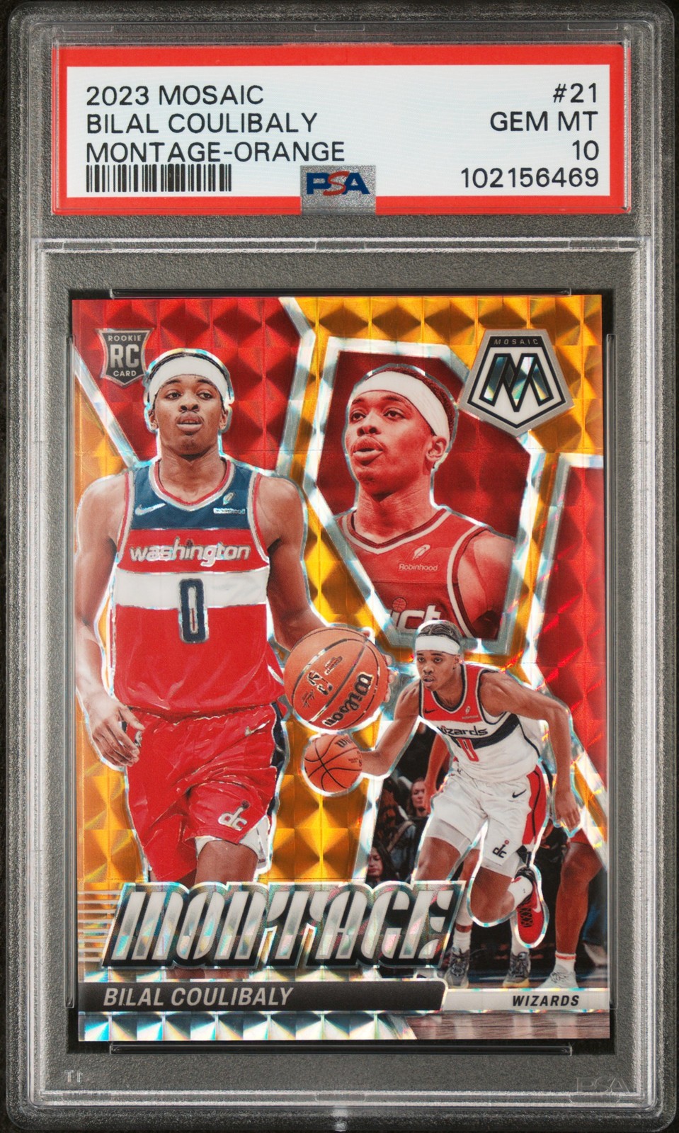 2023 PANINI MOSAIC MONTAGE ORANGE #21 BILAL COULIBALY 45/49 PSA 10