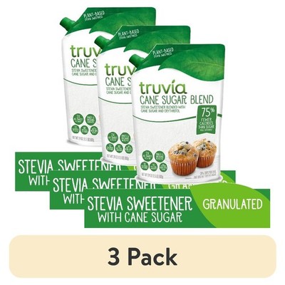 3 Pack Cane Sugar Blend with Stevia Sweetener 24 oz Bulk Baking Sweetener