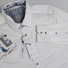 NEW Robert Graham Button Up Shirt Mens Large White Rutherford 2 Flip Cuff Flex