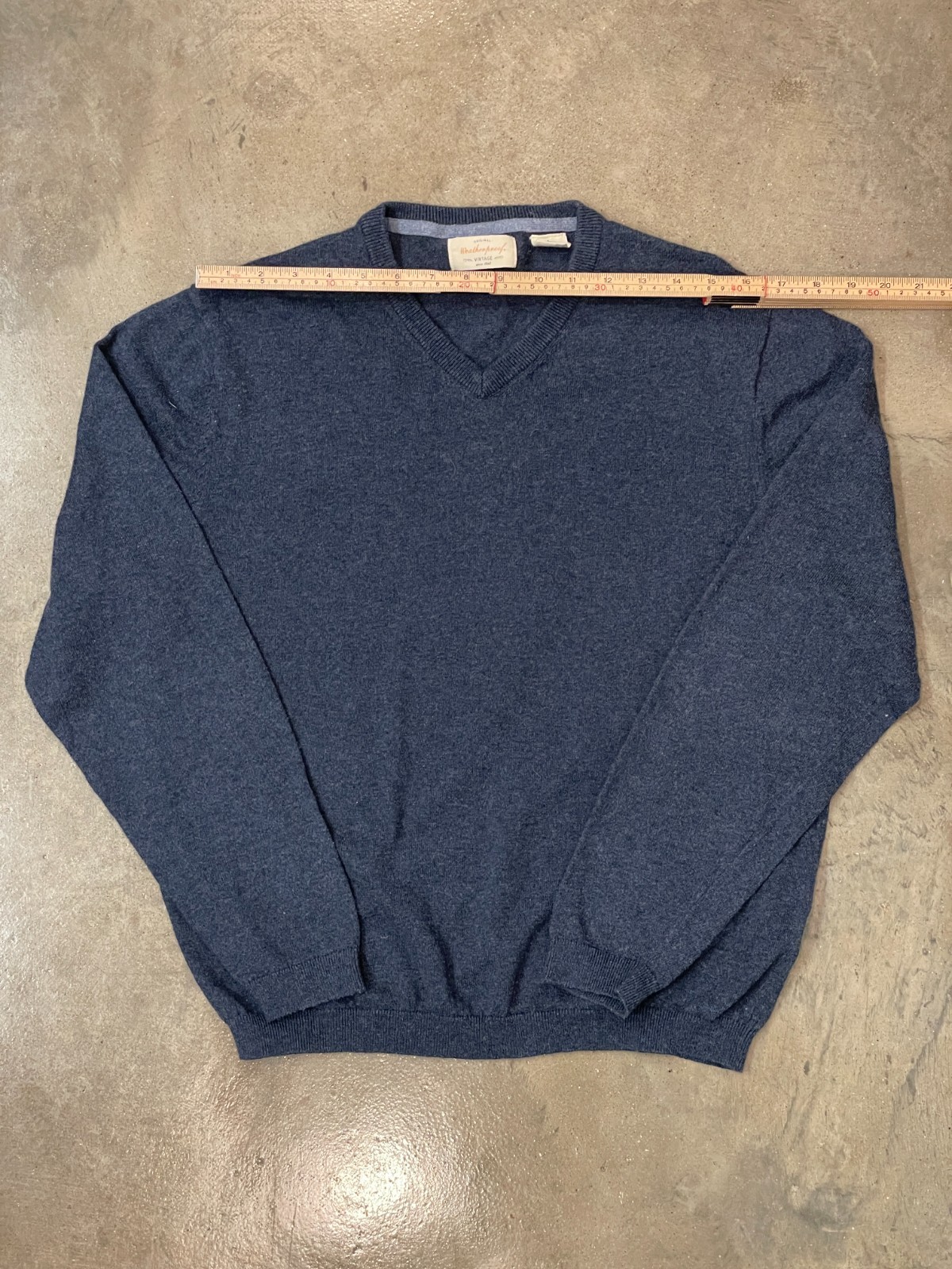 Vintage Weatherproof Sweater Mens L Blue V Neck Cotton Cashmere Knit Preppy Soft thumbnail 5