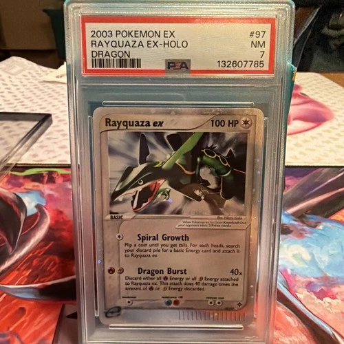 2003 POKEMON EX DRAGON #97 RAYQUAZA EX-HOLO PSA 7 NEW CERT