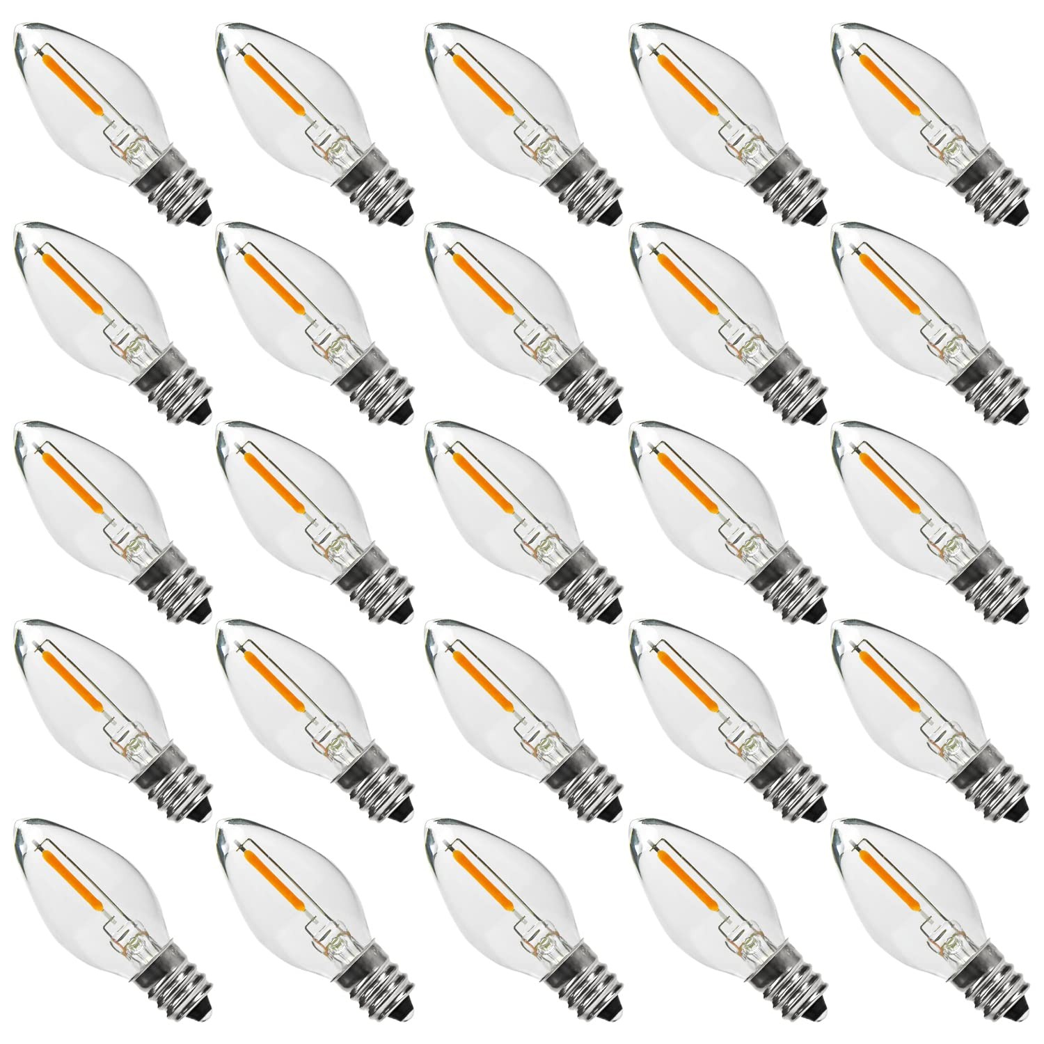 25PACK LED Night Light Bulbs, C7 Candelabra LED Light Bulbs,