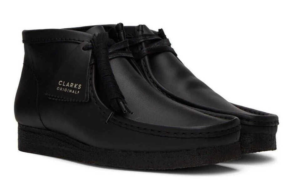 Clarks Wallabee Boot - Black Leather - 26155512 - Men's | eBay