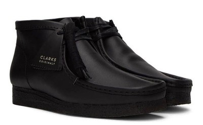 Clarks Wallabee Boot - Black Leather - 26155512 - Men's | eBay