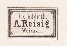 Exlibris A. Reisig Weimar Thüringen bookplate Wappen Heraldik 19.Jh.