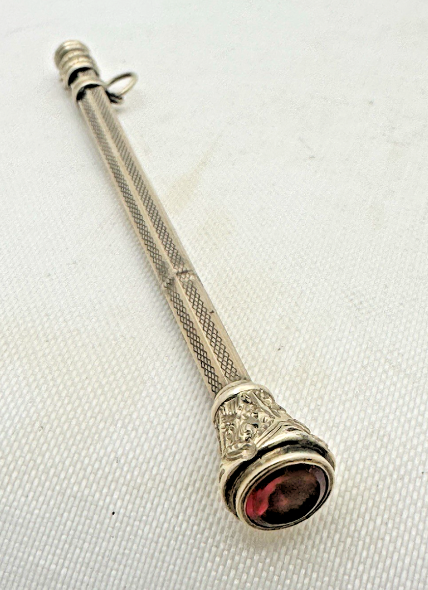 Victorian Gold Filled Retractable Propelling Pencil Ruby Top c