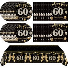 41Pcs 60th Birthday Decorations for Men Women, Black Gold 60 Year Old Birthda...