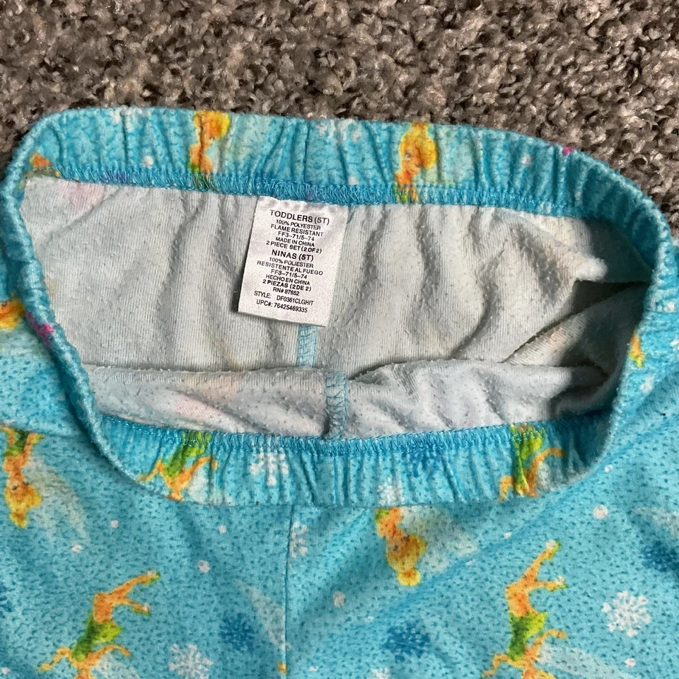 Disney Tinkerbell Girl's Pajamas 2 pcs Se Blue Sz 5T - Image 4 of 4