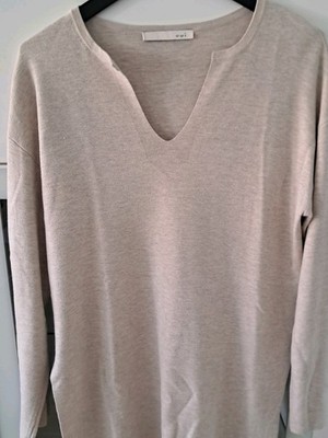 Damenlong Pullover Langarm Von OUI , Gr.S/M Beige,V-Ausschnitt,Neu