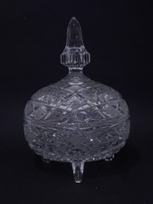 HHWkCu - Glas Design Dose Bonbonniere mit F&uuml;&szlig;chen - Vintage  23 cm