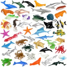 46 Pack Mini Ocean Sea Animals Toys, Assorted Vinyl Plastic Ocean Animal Figures