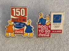 ATHENS 2004 OLYMPIC COCA-COLA 150 DAYS AND 500 1 DAYS TO GO PIN lot Of 2