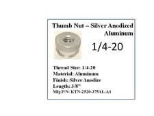 1/4-20 x 3/8" Knurled Thumb Nut 10 Pieces Aluminum Silver Anodize