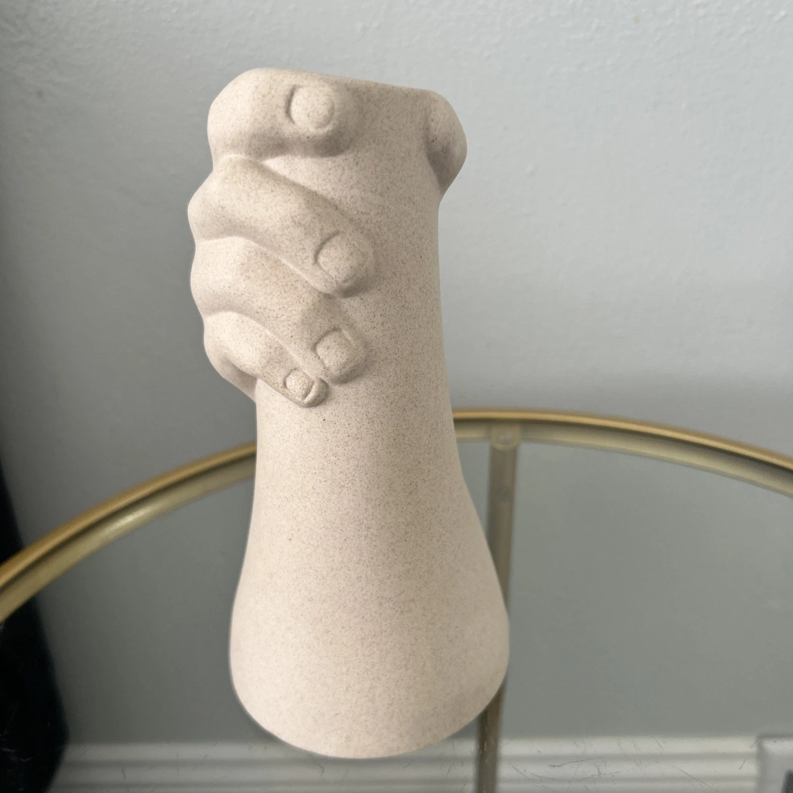 Ceramic Body Form Hand Beige Tone Matte Finish Flower Vase-8” Tall