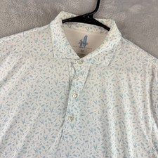 Johnnie O Featherweight Polo Shirt Mens Medium White Geometric Golf Performance