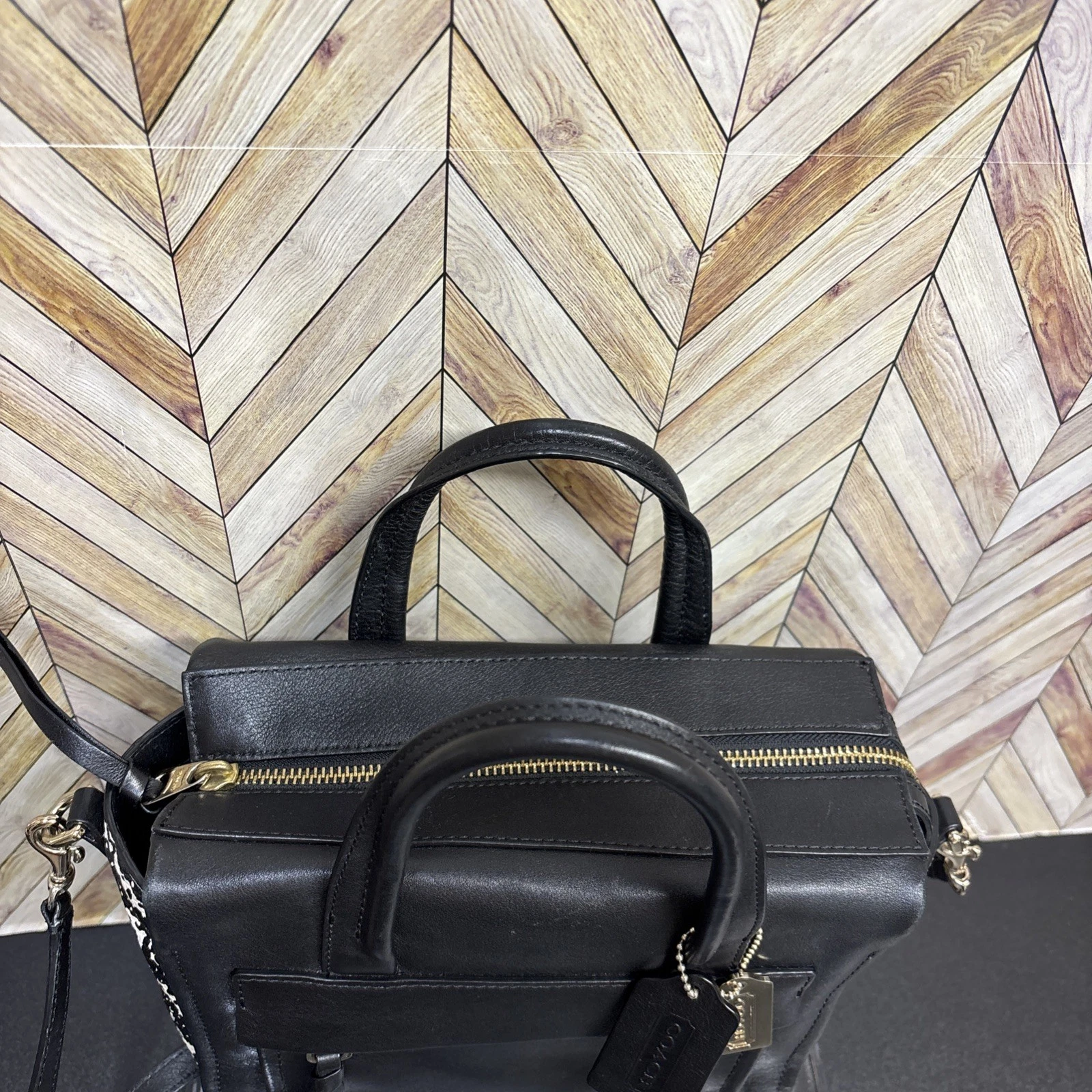 Coach Bleecker Riley Carryall in pelle di pitone bicolore goffrata
