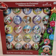Disney Hallmark Countdown to Christmas Fillable Ornament Set of 25 Holiday Walt