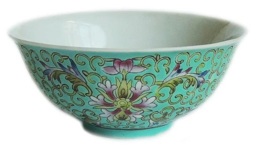 VINTAGE ANTIQUE CHINESE MARKED FAMILLE ROSE PORCELAIN HAND PAINTED LOTUS BOWL 