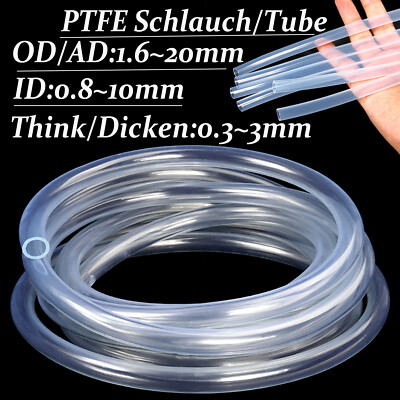 Metric PTFE Tubing OD 1-26mm ID 0.8-23mm 3D Printer Air Tube High Temperature