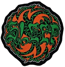 SLEEP HOLY MOUNTAIN ORANGE AND GREEN SHAPED BORDER EMBROIDERED PATCH
