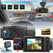 HD 1080P Car Dual Lens Dash Camera Front/Rear/Inside Video Recorder Cam G-sensor