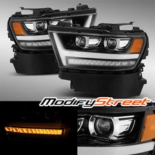 For 2019-2020 Ram 1500 DRL/Sequential Signal Chrome Dual Projector Headlights