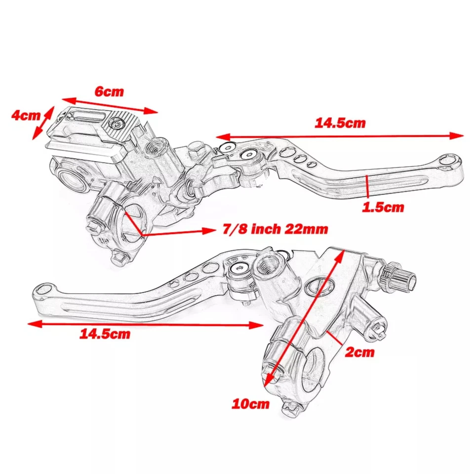 7/8" Motorrad Bremse Master Zylinder Kupplungs Hebel Lenker Bremshebel Schwarz - Bild 2 von 4