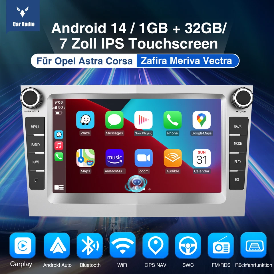 Android14 Apple Carplay Autoradio GPS Für Opel Astra H Corsa C D Vectra Zafira B - Bild 4 von 4