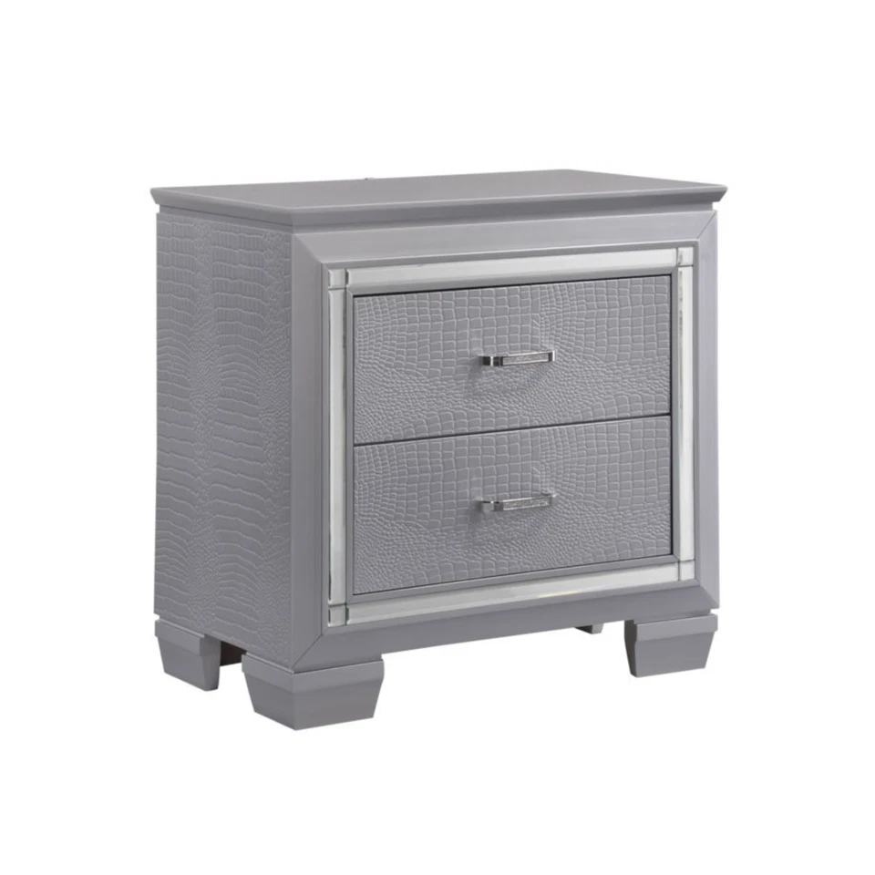 NUEVO Juego de Dormitorio Moderno 3 Piezas con Luz LED Plateada Queen o King - Cama y 2 Mesitas de Noche Foto 4 de 4