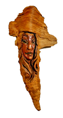 Rabbani Kenyon Hand Carved & Signed - Female Portrait Studio Artist Wood Carving