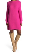 Melrose And Market Women Medium Knit Sweater Dress Cotton Blend Magenta Pink