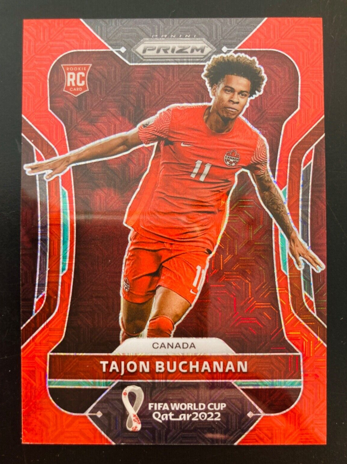2022 Panini Prizm World Cup Tajon Buchanan Canada Mojo Red Prizm /99 RC 🇨🇦